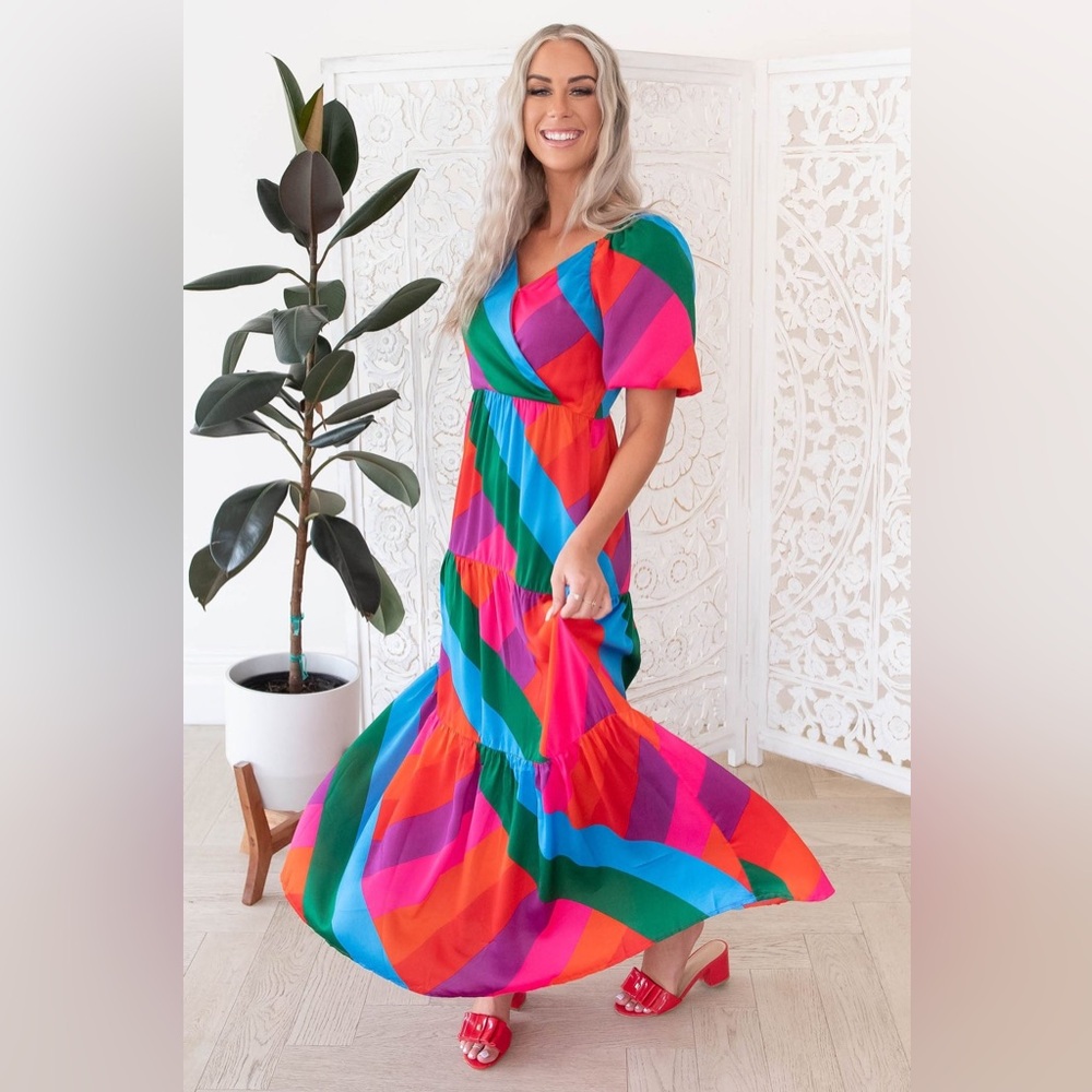 Skies Are Blue Multicolor Striped Maxi Dress - Picture 6 of 14